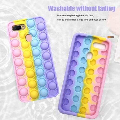 Pop Bubble Fidget Toys Phone Case For OPPO A93 A91 A92S/A53 A52/A92 Reno4 Reno A59/Y66/Y69 R15 Reliver Stress Protective Cover
