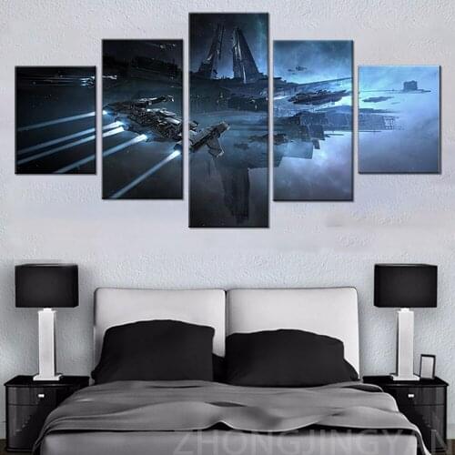 5pcs EVE Online Video Games Poster Canvas Painting Wall Art Living Room Decor For Living Room Boy Bedroom Wall Decor