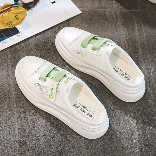 Casual White Womens Shoes 2021 New Summer Thick-soled Outer Wear Without Heel Heightening Fashion Sandals And Half Slippers