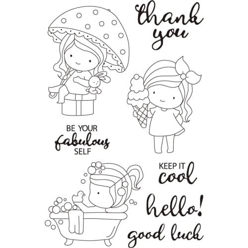 11x116 Girl in the bath TBig ice cream ransparent Clear Stamps Silicone Seals for DIY scrapbooking photo album Card Making