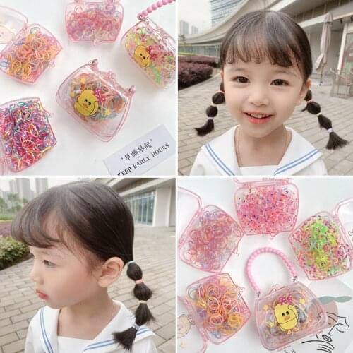 1 Set/Box Baby Girls Cute Sweet Soft Disposable Rubber Band Children Lovely Solid Gift Elastic Hair Bands Kids Hair Accessories