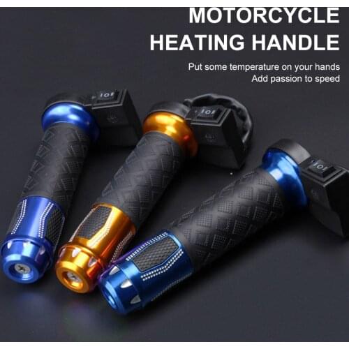 12V Motorcycle Heated Grips Winter Heating Handlebar Grips Clamp On 2 Levels Universal Heating Grips for Motorcycle ATV Scooter