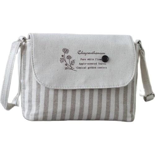 Cotton Womens Mini Handbags Striped Printing Ladies Shoulder Crossbody Bags Female Small Phone Pouches Bolsos Bolsas for Girls