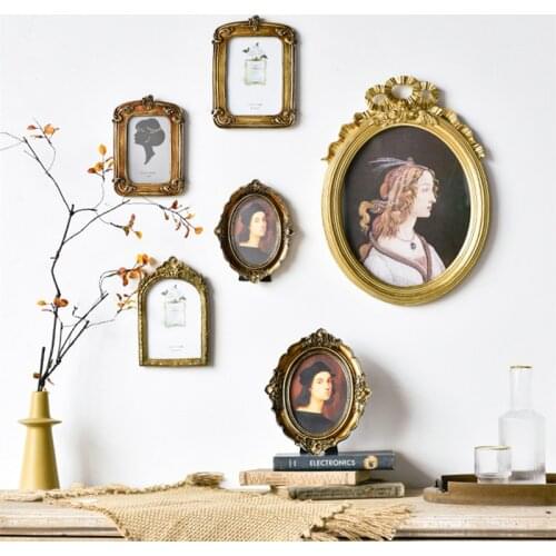 Nordic Ins Resin Photo Wall Frame With Art Home Decor Wooden Picture Frame Vintage Imitation Carved Picture Wood Frame