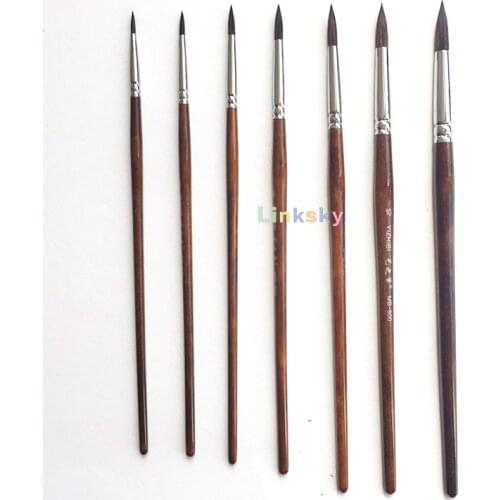 Sable Kolinsky Watercolor Brushes - 7pcs Round Pointed Tip Artist Detail Paint Brushes for Watercolor Acrylics Inks Gouache