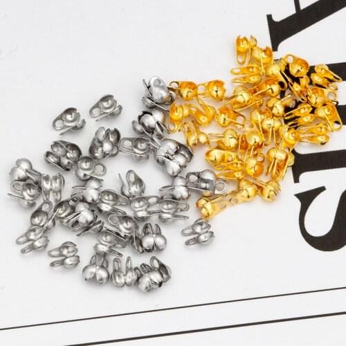 50Pcs/lot Connector Clasp Fitting Ball Chain Calotte End Crimps Beads Buckle Components For DIY Jewelry Making Supplie Wholesale