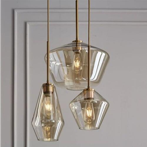 Modern Iron Pendant Lights Glass Pendant Lamps Lighting for Bedroom Living Room Dining Room Loft Creative Hanging Lamp Fixture