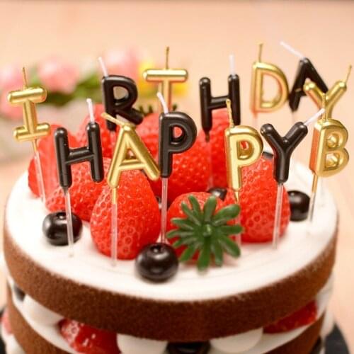 Birthday cake candle golden english letters