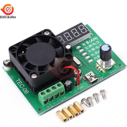 LED Display Battery Capacity Tester TEC-06 16W constant current Electric Load DAC linear module Max 500AH w/ Fan