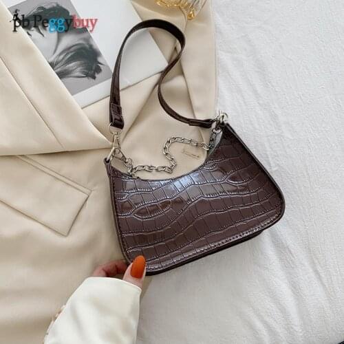 Retro Alligator Pattern Chain Money Purse Women PU Leather Totes Underarm Bags Fashion Exquisite Shopping Bags For Women 2021