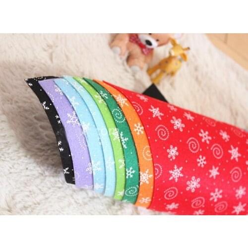 Felt Fabric Merry Christmas Snowflake Printed 8 MIX COLORS multi Polyester DIY non-woven 14CM X 14CM good quality