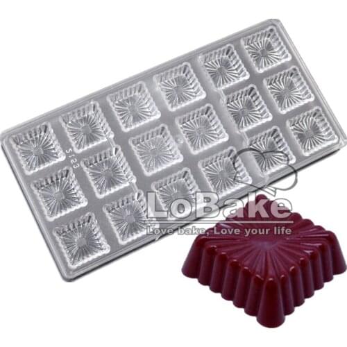 High quality 18 cavities Fluted surface square cube shape PC Polycarbonate plastic mold for chocolate ice cube DIY baking mold