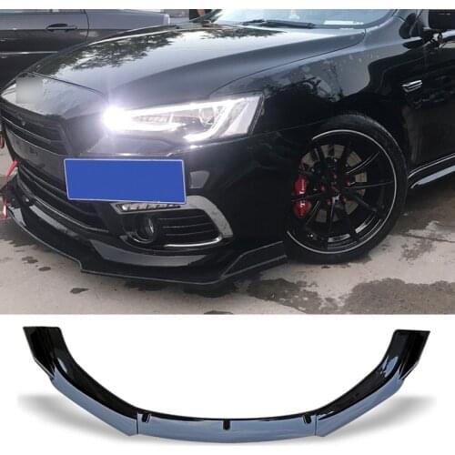Front Bumper Spoiler Protector Plate Lip Body Kit Carbon Surface Car Decorative Strip Chin Shovel For Lancer EX Evo 2013 - 2016