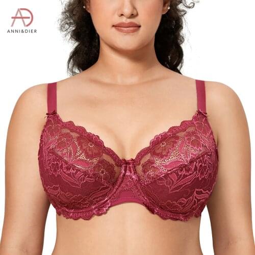 Womens Full Coverage Non-Foam Embroidery Floral Lace Bra Plus Size Underwired