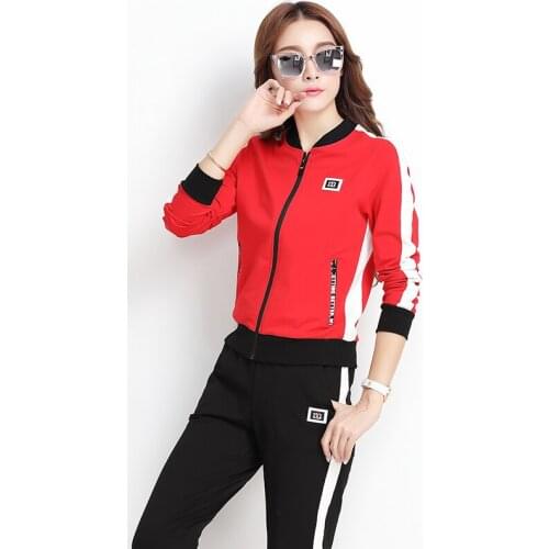 Spring Solid 2 Piece Set Women Outfits Cotton Long Sleeve Zipper Top+Sporty Legging Matching Sets Skinny Female Sportswear M-3XL