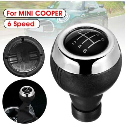 1PC 3.38x0.59inch 6 Speed Gear Shift Knob Leather Interior Parts Car Accessories For Mini Cooper R55 R56 R57 R58 R59 R60 R61