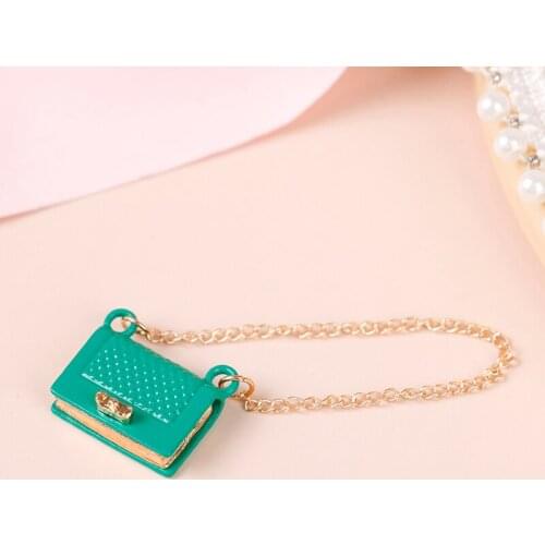 1 PC Green Color Doll House Mini Metal Bag Accessories Fashion Decoration Miniature Model