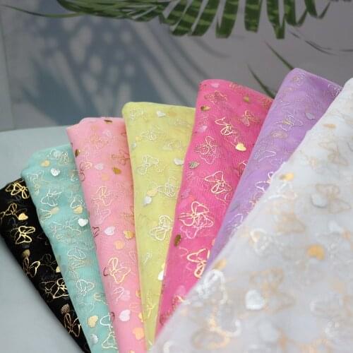150CM*1M Golden Bow Heart Mesh Gauze Tulle Fabric DIY Tutu Dress Wedding Party Birthday Backdrop Decoration Accessories Supply