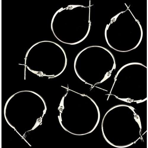 20Pcs/lot Silver Hoop Earrings Big Smooth Circle Earrings For Women Girls DIY Jewelry Findings Factory Price