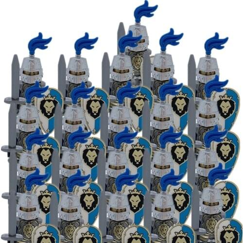 20PCS/LOT Castle Royal Kings Knight Rome Spartacus Medieval Age Soldiers Red Lion figures Building Blocks kids toys