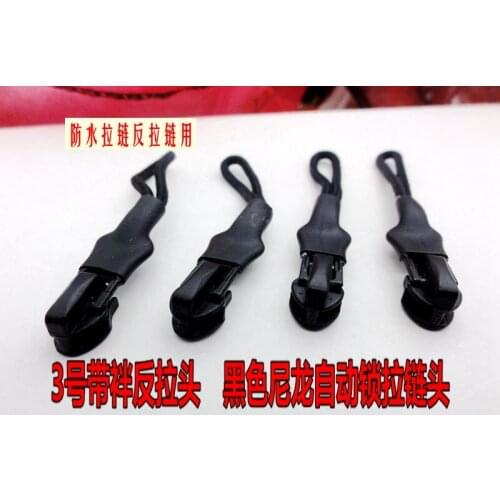 #3 black zipper slider with long puller for nylon waterproof zipper 5pcs zipper head sewing reapir diy zippers bags accessories