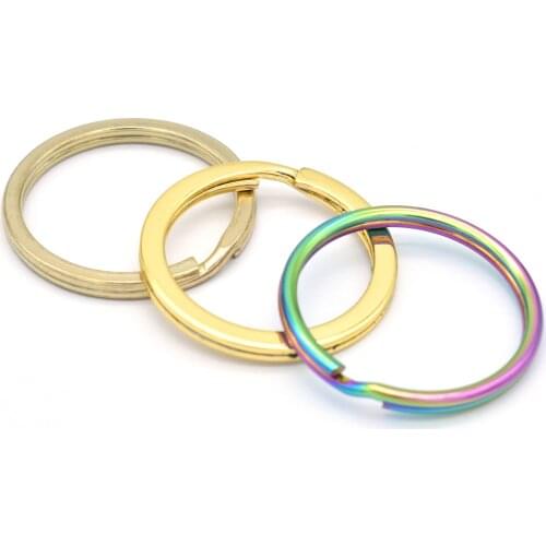 30mm Rainbow Round Split Key Jump Rings Key Chain Jewelry Charm Clasp Supplies Small O Ring Loop Metal Key Ring Pendant Key Fob