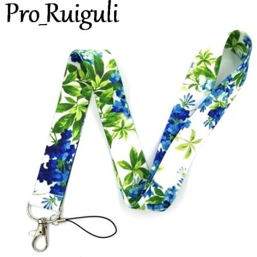 30pcs Green Blue Flowers Sunflowers Neck Strap Lanyards ID badge card holder keychain Mobile Phone men women key Strap Gifts