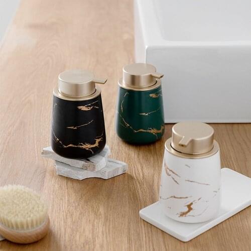 400ml Soap Dispenser Marble Pattern Ceramic Shampoo Bottles Bathroom Hair Conditioner Hand Sanitizer Empty Refill Sub-bottle