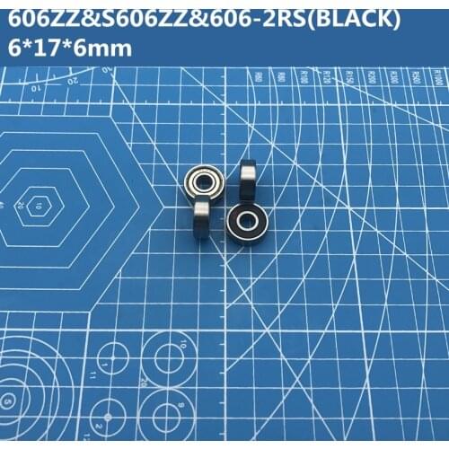 Free Shipping 10pcs ABEC-5 606ZZ Stainless Steel S606ZZ Black Sealed 606-2RS 6*17*6 mm 606RS Deep Groove Ball Bearings 606 Z