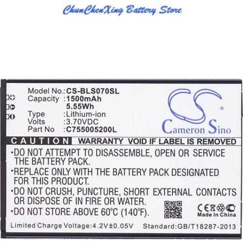 Cameron Sino High Quality 1500mAh Battery C755005200L for BLU S070Q, Studio Selfie