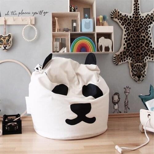Panda Storage Bag Black And White Cotton Canvas Sofa Cover Lazy Sofa Cover Solid Chair Covers Without Filler Furniture Cover