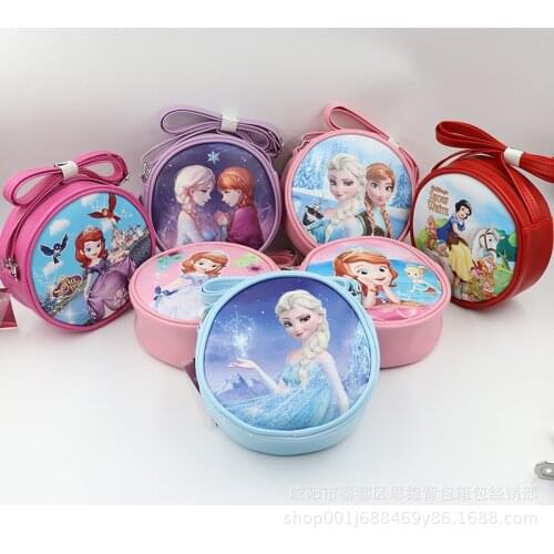 Disney plush backpack princess Cartoon children Mini bag PU shoulder girl handbag lady Elsa shoulder Frozen messenger