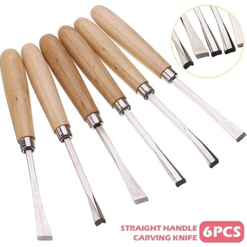 6pcs Carbon Steel Wood Carving Chisel DIY Hand Wood Chisel Cutter Root Carving Knife For Wood Clay Wax Carpenters Craft Working