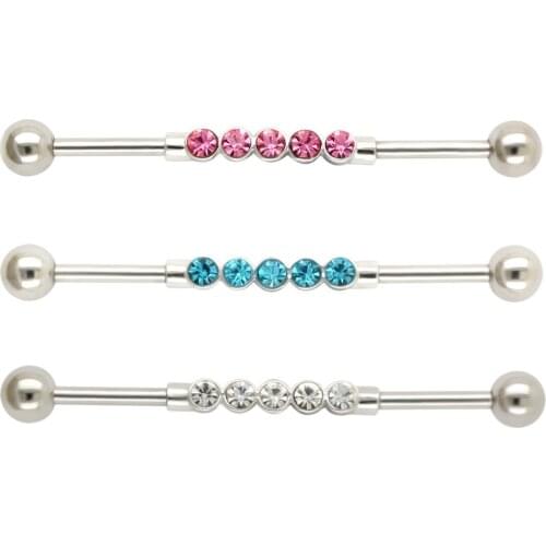 JHJT MUSI 14G 38mm Cartilage Barbell Nail 316L Surgical Stainless Steel Industrial Barbell Cartilage Ear Cartilage Ring Piercing