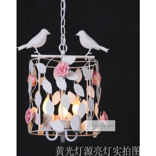 Korean black white iron bird cage Flower Pendant Light Restaurant Lamp