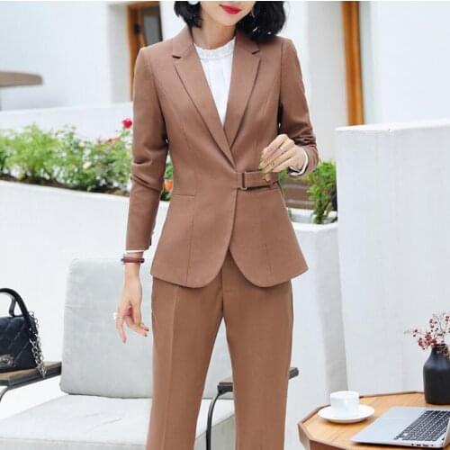 Suits 2 Piece Set Formal Women Business Work Elegant Slim Jacket Blazer Pants Female Office Ladies Wear Pantsuits