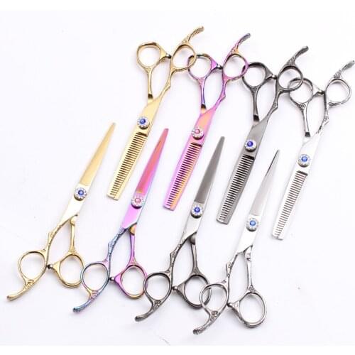 Left-Hand 6" 17.5cm Japan 440C Professional Hairdressing Scissors Regular Shears Thinning Scissors Human Hair Scissors Kit C8002