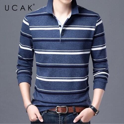 UCAK Brand Casual Cotton Turn-down Collar T Shirt Men Clothes Spring New Arrivals Streetwear Long Sleeve T-Shirts Clothing U5376
