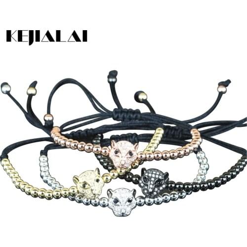 Charm Anil Arjandas Men 1pcs Pave Setting lion head CZ Beads Briading Macrame Bracelets 4mm Copper Beads women Bracelet