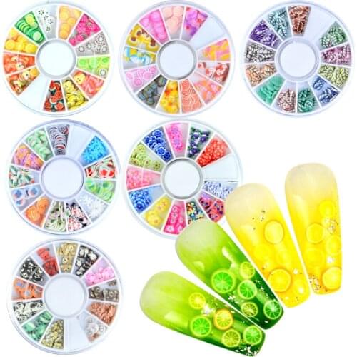 Nail Art Fruit Flowers Feather DIY Design Slices Decoration Acrylic Beauty Clay Nail Sticker Tool