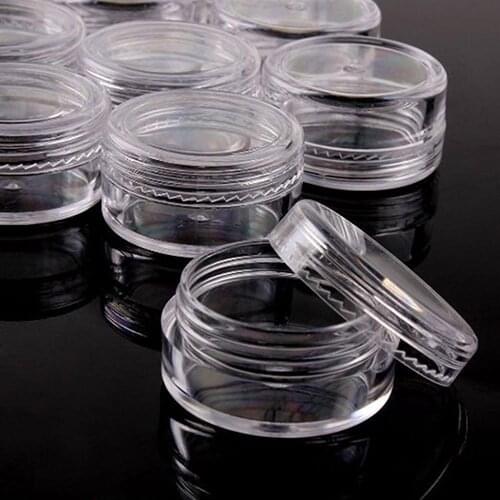 New 50 Pcs Portable 5 Gram Cosmetic Sample Containers Plastic Cream Pot Jars Round Bottle Transparent Case Makeup High Quality