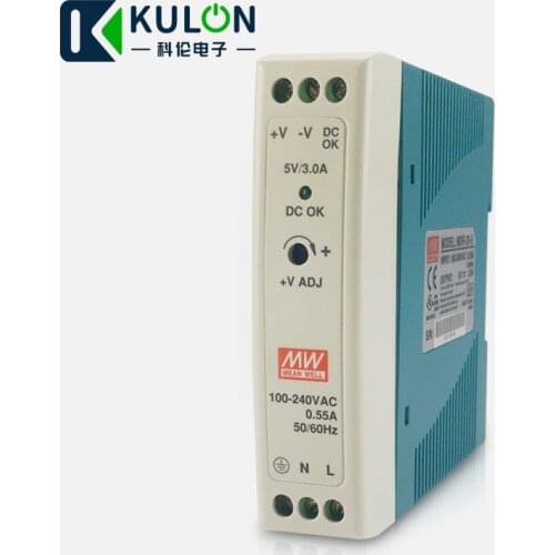 Original Mean well MDR-20-5 15W 3A 5V Single Output Industrial DIN Rail Power Supply MDR-20