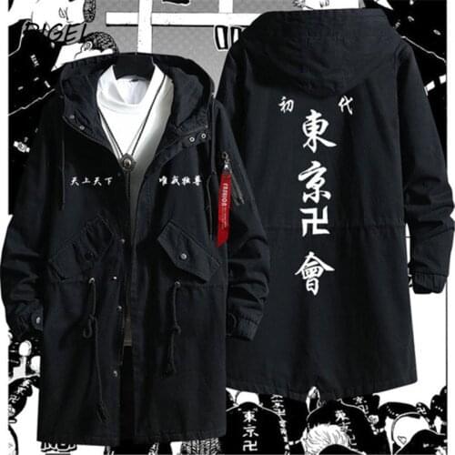 Anime Tokyo Revengers Hanagaki Takemichi Cosplay Trench Coats Autumn Harajuku Zipper Jackets Overcoat Tops for Mens Women