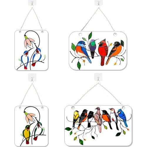 Bird Pendant Stained Acrylic Handmade Colorful Multi-functional Artwork Decor Wall Window Hanging Ornament House Decoration
