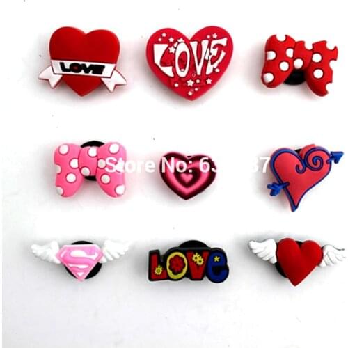 90pcs/lot Heart PVC shoe charms ,shoe accessories, shoe decoration fit Clog for children gift