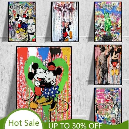 Disney Mickey and Minnie Graffiti Art Street Love Life Pop Art Poster and Print Canvas Painting Wall Art Picture Home Decoration