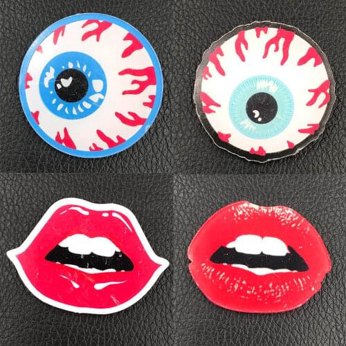 Pink Style Sexy Lips Acrylic Brooch Love Heart Eyes Pin Women Garment Fashion Jewelry Accessory