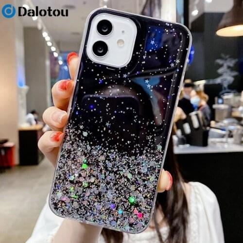 Bling Glitter Sequin Stars Case For iPhone SE 2020 7 8 6 6S Plus 11 12 Pro Max Mini XR XS X 5 5S Soft Transparent Silicone Cover