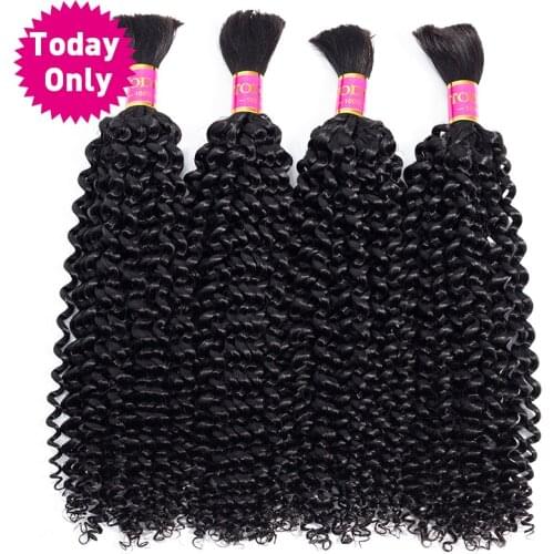 TODAY ONLY 3 Bundles Brazilian Kinky Curly Bundles Human Braiding Hair Bulk No Weft Curly Human Hair Bundles Remy Hair Extension