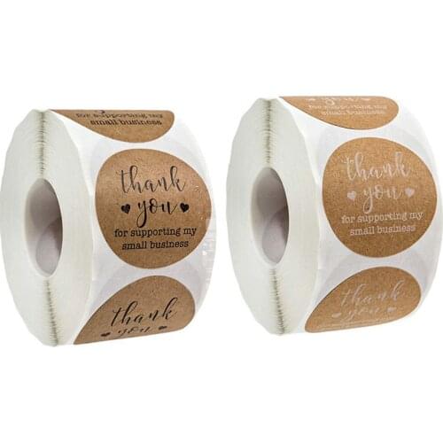 Thank You for Supporting My Small Business Stickers seal label Round Kraft Paper Christmas Sticker Decoration Stationery Sticker